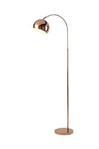 Lighting Collection PF-1058 Modern and Sleek 1 Light Rotary Arch Floor Lamp with Adjustable Dome Shaped Shade, 10 W, Copper