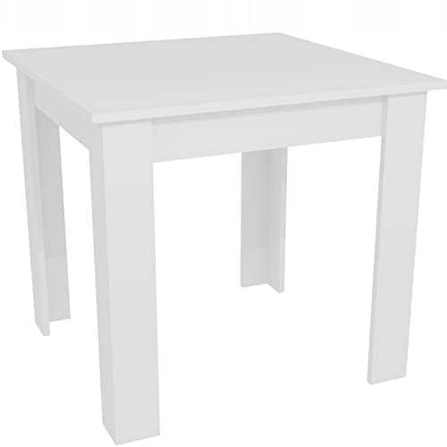 NOVECRAFTO Square Shape Small Dining Table for 4-31.4''x 31.4''x 29.5'' (80x80x75cm) - White Colour - Wooden Small Kitchen Table - Square Table For Dining Room 2-4 Seater