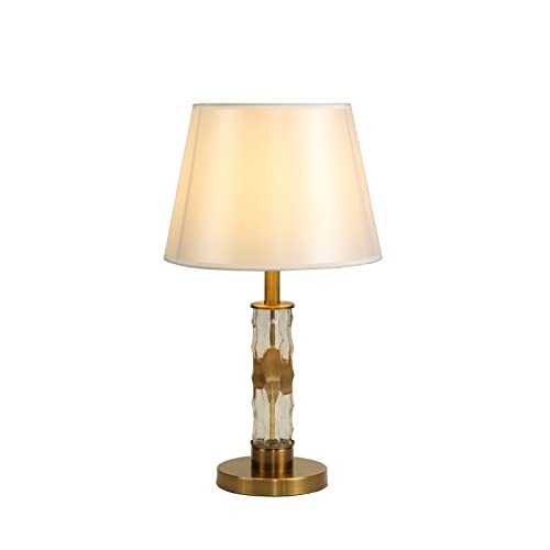 Crystal Glass Table Lamp, Mid-Century Modern Brass-Base Table Lamp, 23.6"H, Clear Led Desk Lamp Living Room Bedroom Bedside Table Lamp