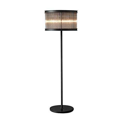 LIUHUI floor lamps for bedroom Crystal LED Floor Lamp Metal Floor Lamps With Crystal Rod Lampshade & Natural Marble Base Black Standing Lamp For Bedroom,4 Light floor lamps for living room modern