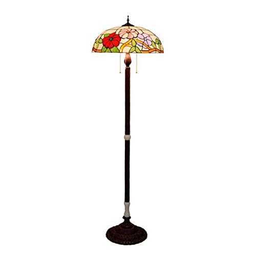 N/Z Home Equipment 20-Inch Pastoral Style Floor Lamps in Creative Retro Stained Glass Floor Uplighter for Living Room Bedroom Retro Decoration Standing Lighting E27 times 3 40W 220v 20inch