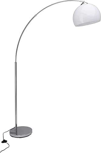 Brilliant lamp Vessa Bow Floor lamp 1.7m Chrome / White |1x A60, E27, 60W, Suitable for Standard Lamps (not Included) |Scale A ++ to E |with Foot Switch