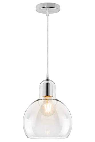 Mini Globe Clear Glass Pendant Light Modern Transparent Lamp Shade Chrome Ceiling Rose M0185G