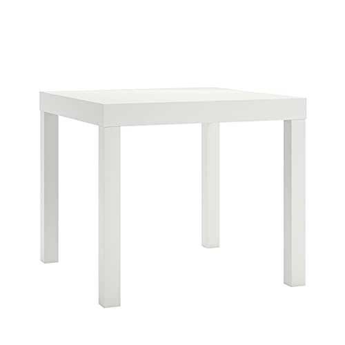Ameriwood Home End Table, Wood, White, 20 in x 17.5 in (D x W x H)