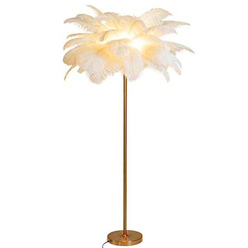 ZRYBH Feather Floor Lamp for Living Room, Modern Standing Lamp with 3 Color Dimmable, Led Floor Lamp Romantic Living Room/Bedroom Led Light,160cm (white)