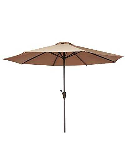JEAOUIA 2.7m Garden Parasol Beach Umbrella Outdoor Sun Shade with crank handle and 8-rib Garden Canopy for Outdoor, Patio, Beach and Pool
