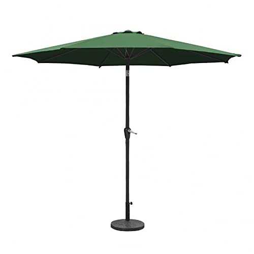 2.7m Crank And Tilt Steel Outdoor Garden Parasol | Tilting Sun Shade Umbrella For Balcony, Dining Tables, Gardens, Patios, Decking (Green)