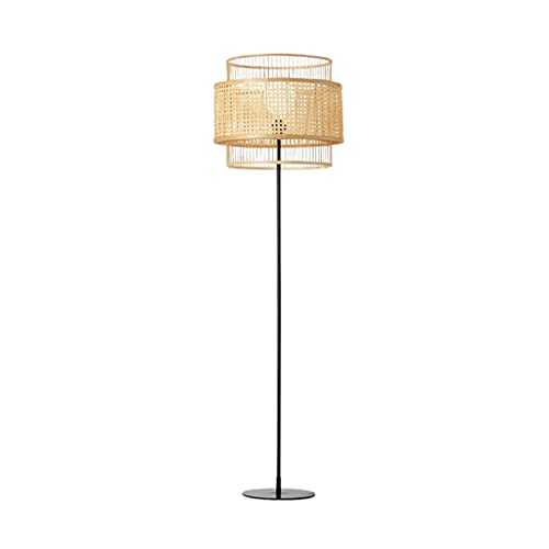 floor lamps for bedroom Black Floor Lamp With Hand-woven Rattan Lampshades Vintage Design Tall Floor Lights Bamboo Modern Standing Lamp For Living Room floor lamps for living room modern