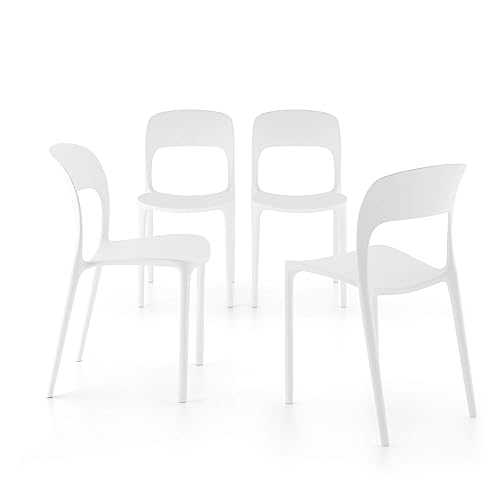 Mobili Fiver, 4-piece set of Amanda dining chairs, White, Polypropylene