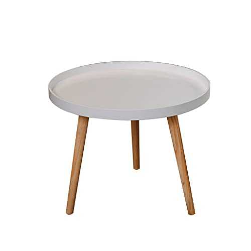 XINGDONG Living Room Small Round Table Coffee Table Mini Side Table Corner Table Round Coffee Table Small Coffee Table Bedside Table Solid Wood Legs Mini (Color : White)