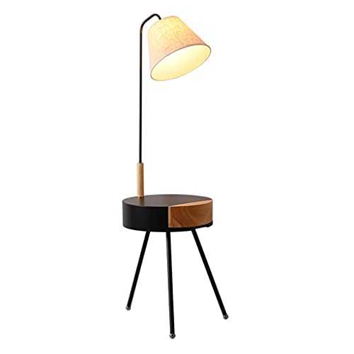 ZSM Floor Lamp 53.1in Modern Floor Lamps Metal Table Floor Lamp With USB Charing Port & Storage Drawer End Table Lamp For Living Room,Bedroom Tall Lamp (Color : Black)
