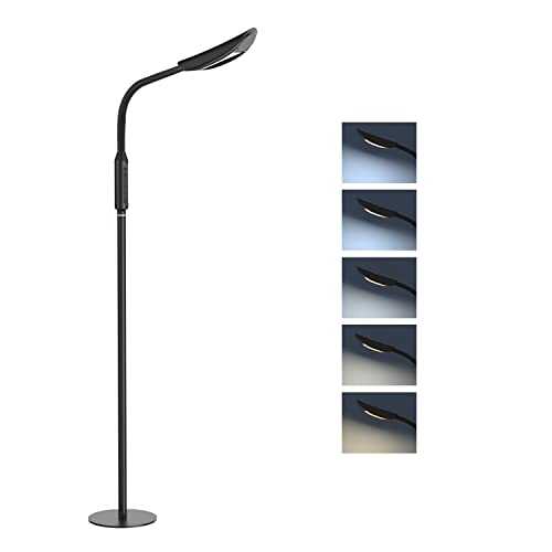 TROND Floor Lamp, Floor Lamps for Living Room with Touching Control, Led Floor Lamp & Reading Lamp, 5 Brightness & 5 Color Temperatures Dimmable, Daylight Lamp for Reading, Knitting, Jigsaw, Sewing