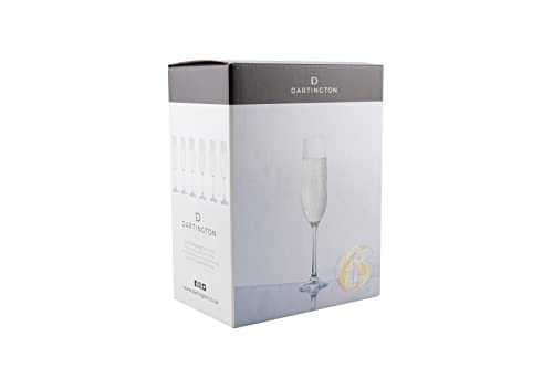 Dartington Crystal Champagne Flutes Set of Six Glasses