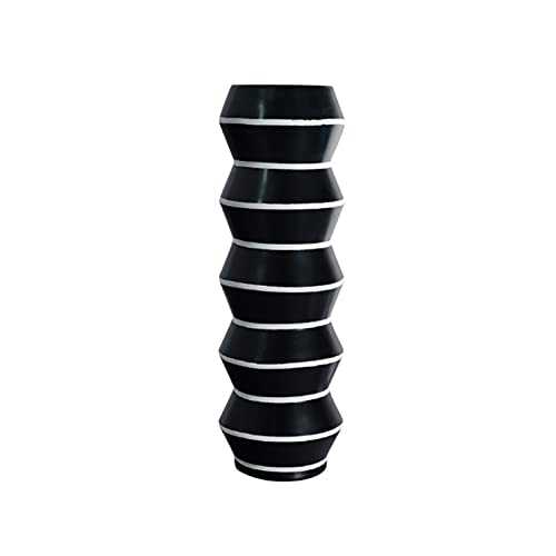 JSKK Modern Simple Resin Vase,Black White Striped Flower Vase,Elegant Handmade Vases,For Living Room Hotel Office-Black and white (5.5x5.5x16.9inch)