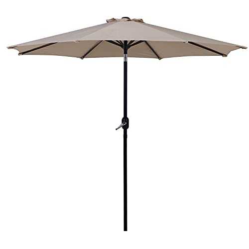 Grand patio Garden Parasol, Patio Umbrella with Push Button Tilt and Crank, 8 Ribs, Sun Shade Umbrella for Lawn, Garden, Deck, Backyard, Pool, UV 50+, 2.7m (Champagne)