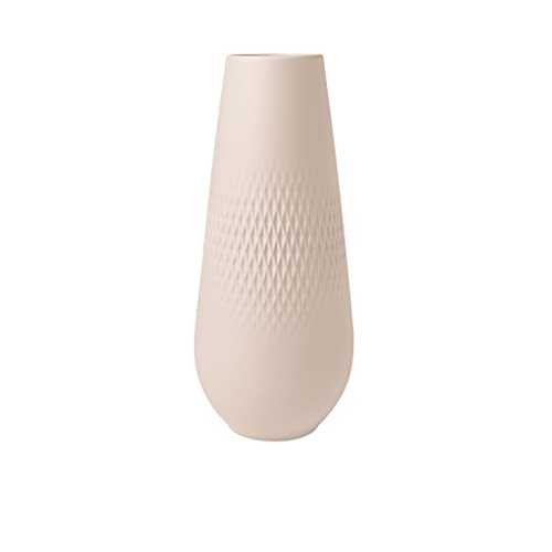 Villeroy & Boch - Manufacture Collier Sand, Tall Vase Carré, 26 cm, Premium Porcelain, Beige