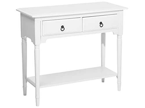 Beliani Retro Style Decorative 2-Drawer Console Vintage Table White Lowell