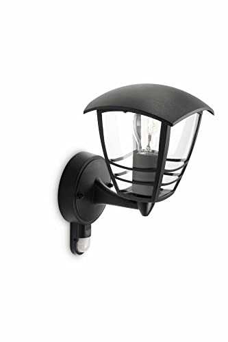 Philips myGarden Creek Outdoor Wall Light with Motion Sensor (Requires 1 x 60 W E27 Bulb), Black