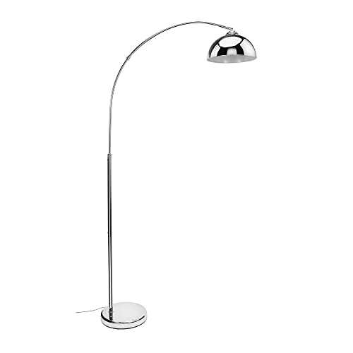 Catalina Over The Sofa Curved Metal Arc Floor Lamp with Heavy Base for Living, Dorm Room, Office, 60 W, Classic Chrome