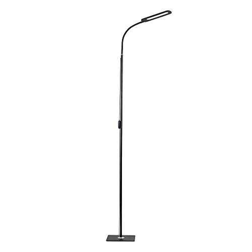 ALongDeng LED Floor Lamp, 10W Dimmable Standing Lamp for Living Room, Reading Lamps for Bedroom Office Chair 5 Level 3 Color, Gooseneck Height Adjustable Black [Energy Class F]