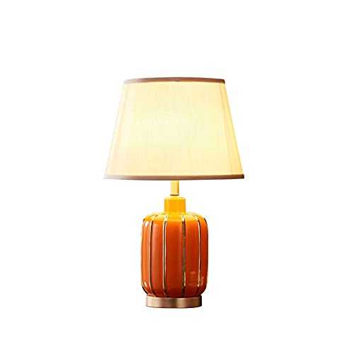 XYJHQEYJ Ceramic Table Lamps, Bedroom Bedside Desk Lamps, Brass Base Fabric Shades Decorative Lighting, Table Lamps for Living Room Modern