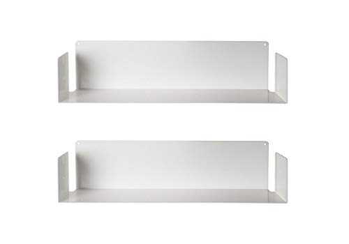 TEEbooks Floating Shelves - Set of 2 shelves - Steel - White - 60 x 15 x 15 cm - For Books, Cds, Dvds