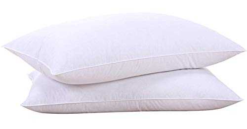 puredown Natural Goose Down Feather White Pillow Inserts, 100% Egyptian Cotton Fabric Cover Bed Pillows, Set of 2 Standard Size