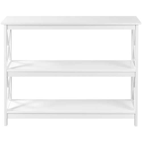Yaheetech X-Shaped Console Table 3 Tiers Sofa Table End Table Contemporary Hallway Storage Shelf Wooden Dressing Dresser Desk Furniture for Living Room Bedroom, White