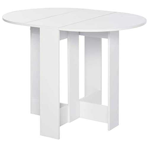 HOMCOM Folding Dining Table, Space-saving Drop Leaf Table for Small Space, Kitchen, Dining Room, White