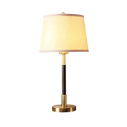 NAMFHZW Vintage Brushed Brass Table Lamp Fabric Shade E27 1-light Bedside Desk Lamp Rustic Farmhouse Study Reading Lights Modern Living Room Nightstand Lighting Fixture H24.43in