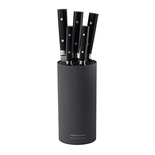 Royal Doulton Gordon Ramsay 40023769, 6 Piece Knife & Block Set, Charcoal Grey, Stainless Steel, Black, 23cm