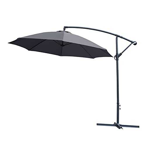 Home Junction Kos 2.7m Cantilever Parasol with 8 Ribs in Grey