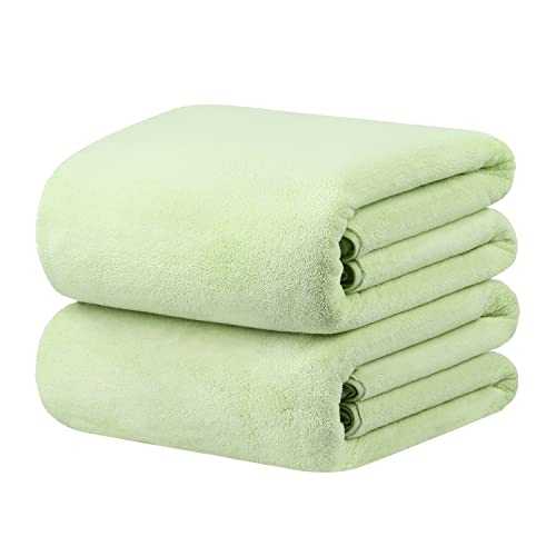 JML Luxury Hotel & SPA Jumbo Bath Towels (2 Pack, 35"x70") - 350GSM High-Density Fleece Sheet Towel Sets - Super Soft and Absorbent, Lint Free, Fade Resistant Oversized Bath Sheet, Green
