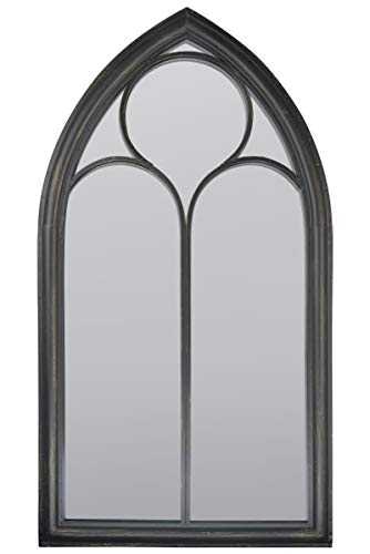 New Black Rustic Home & Garden Outdoor Wall Mirror Chapel Window Design 3ft8 x 2ft 112cm x 61cm