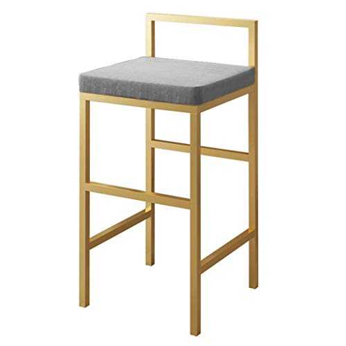 IG Barstools Counter Height, Modern Bar Stool Kitchen Breakfast Chair with Grey Upholstered &Amp; Gold/Black Legs,Gold,65Cm