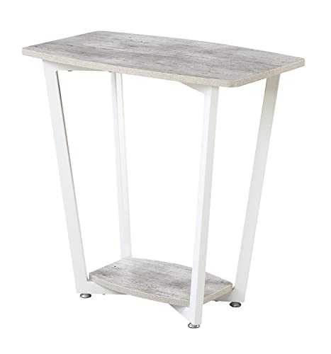 Convenience Concepts End Table with Shelf, Engineered Wood Melamine Veneer Black Powder Coated Metal, Gray/White, 14 x 23.75 in