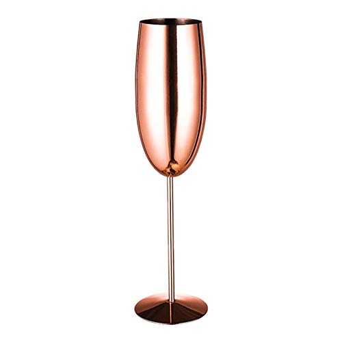 KJGHJ Champagne Cup Stainless Steel Retro Cocktail Cup Metal Tulip Wine Cups Kitchen Party Supplies Wedding Drinkware, Champagne Flutes (Color : Rose gold 270ml 1pcs)