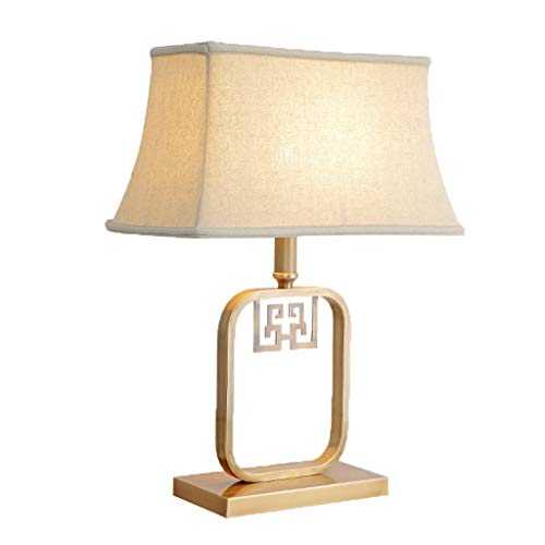 WYL Modern Minimalist Brass Chinese Style Lobby Hotel Table Lamp Bedroom Bedside Living Room Study Office Upscale Lighting Decorative Table Lamp E27