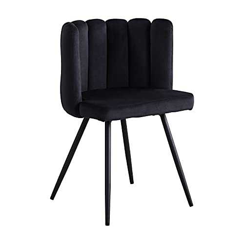 OFCASA Dining Chair with Armrests Velvet Upholstered Seat Accent Tub Chair Hand Shaped Backrest for Living Room Reception Lounge, Black