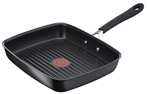 Tefal Jamie Oliver Rectangular Grill Pan E21741 | Cast Aluminium | All Types of Hobs, Including Induction | Thermo-Spot Temperature Indicator | with Grill Bars