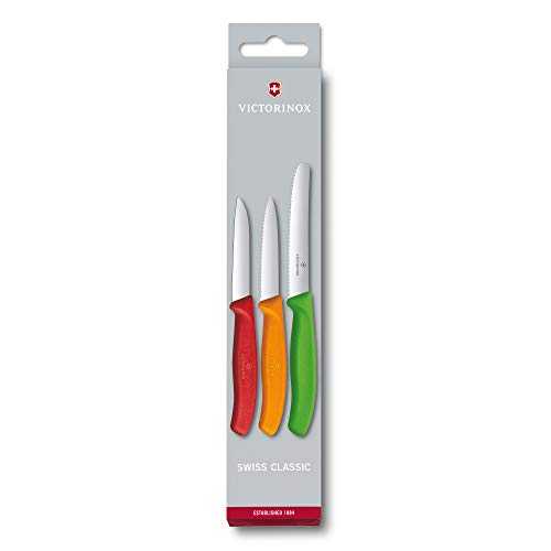 Victorinox 3-Piece Swiss Classic Paring Knife-Set, Stainless Steel, Green/Orange/Red, 30 x 5 x 5 cm