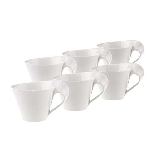 Villeroy & Boch 10-2484-1210 NewWave Caffè Cup/Modern Coffee Mug, Porcelain, White, 0.4 L, 39 x 28 x 12.3 cm, 6 Units