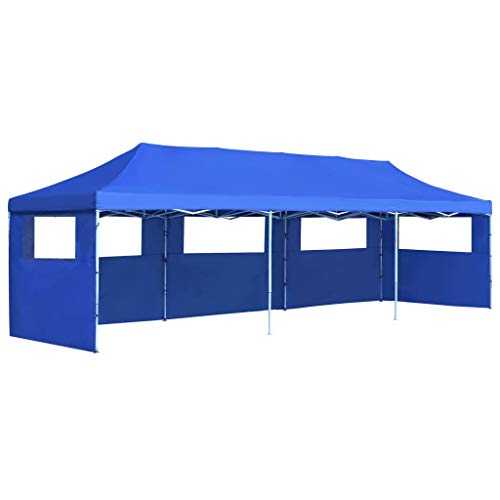 vidaXL Folding Pop-up Party Tent with 5 Sidewalls 3x9m Blue Canopy Gazebo