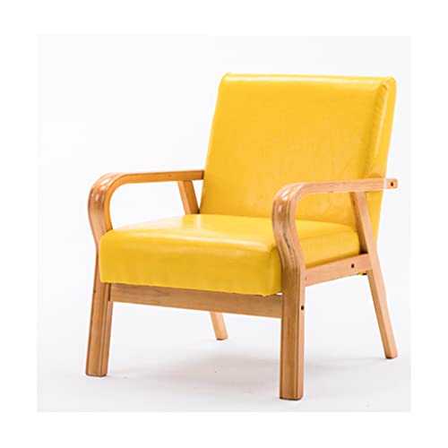 HSIKUML Non Slip Arm Chair Cover Leather Chair, Mid Century Modern Accent Chair Fabric Retro Wide Lounge Chair Upholstered Wood Frame Armchair for Living Room, Bedrooms (Color : Yellow)