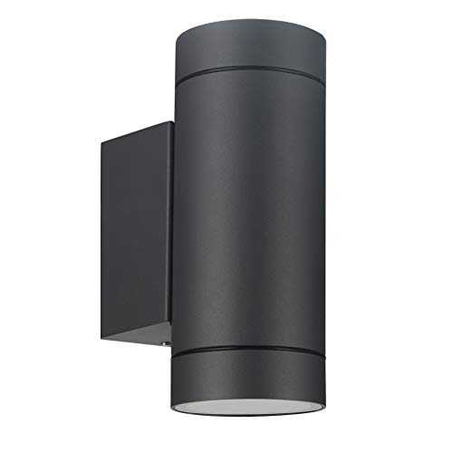 LASIDE Outdoor Wall Lights, Anthracite Grey GU10 Up Down Outside Wall Lights Electric, IP44 Waterproof Aluminium Garden Wall Lights Mains Powered for Patio, Terrace, Garden, Balcony, Porch, Garage
