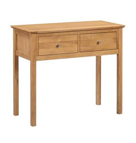 Hereford Oak Dressing Table/Console Table in Light Oak Finish | Solid Wooden Office Desk/Makeup Vanity Desk | Bedroom Furniture
