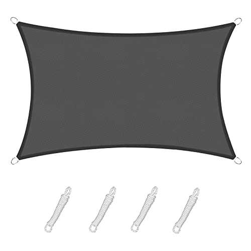 Sunnylaxx Sun Shade Sail 2x4m Rectangle Water Resistant, Anti-UV Awning Canopy for Outdoor Patio Garden, Anthracite