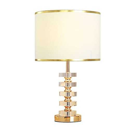 Crystal Table Lamp Mid-Century Modern Brass-Trimmed Table Lamp, 16.9"H, Clear, Postmodern, American Warmth Living Room Bedroom Bedside Lamp