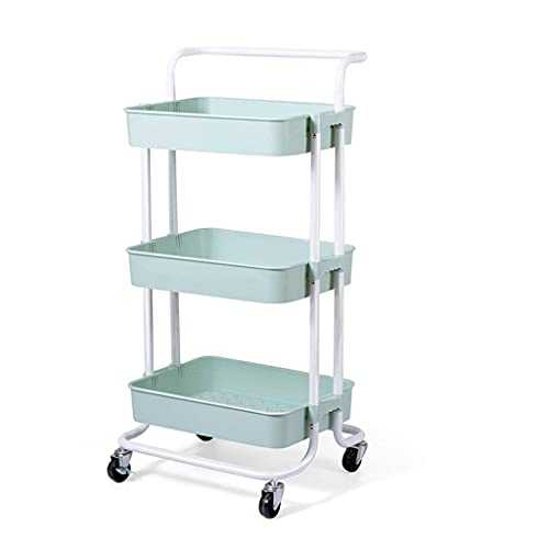 GAXQFEI Foyer Rack 3 Tiers Rolling Utility Cart, Mobile Organizer Shelves with Wheels and Handles Bathroom Office Classroom Storage Trolley for Storage,a,42 * 36.5 * 87Cm