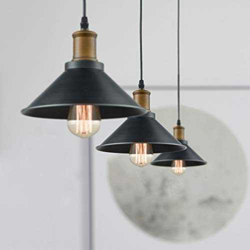 CLAXY Industrial Vintage Metal Lamp Shade Retro Black Edison Hanging Pendant Light, 3-Pack
